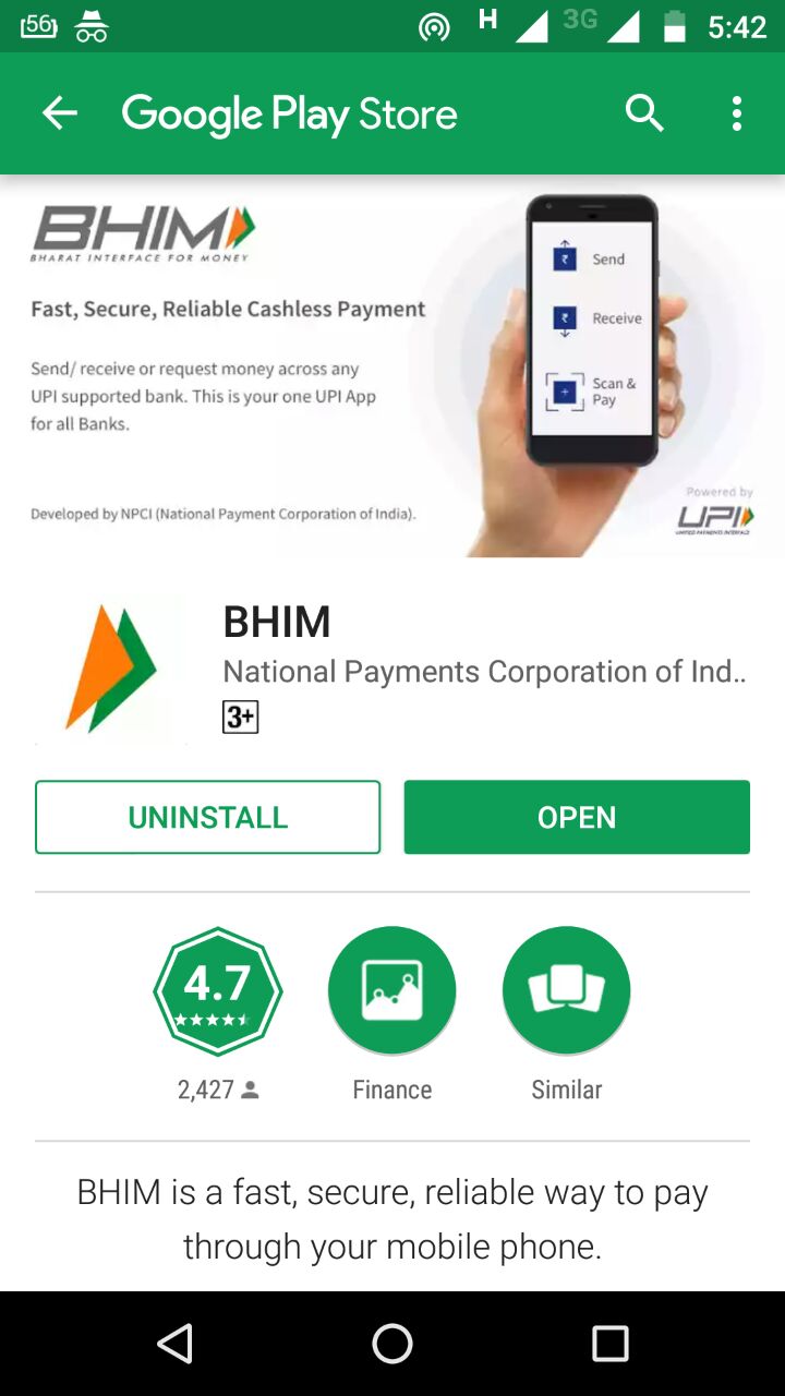 bhim app open